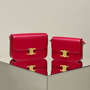 Celine Triomphe crochet embroidery red bag