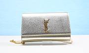 YSL Kate Medium Grained Metallic Silver Leather Bag - 1