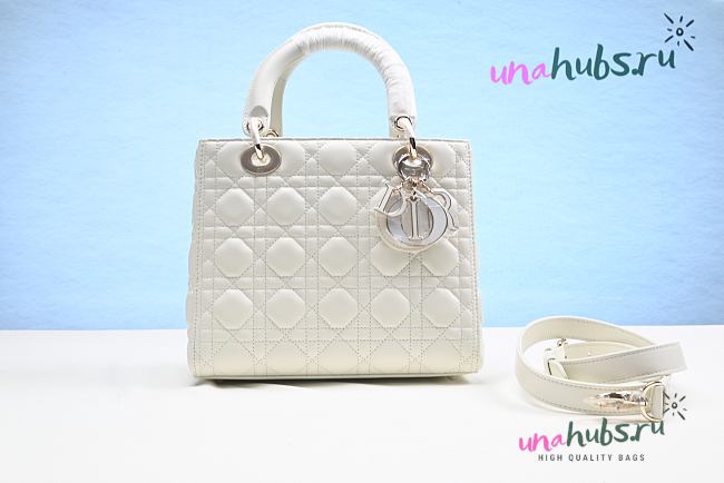 Dior Lady Medium White Cannage Quilted Lambskin Bag - 1