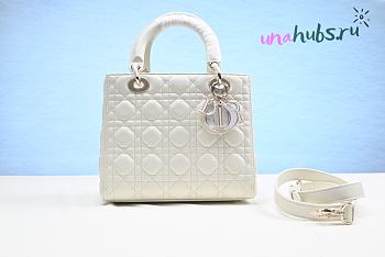 Dior Lady Medium White Cannage Quilted Lambskin Bag