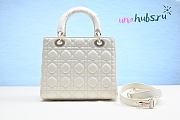 Dior Lady Medium White Cannage Quilted Lambskin Bag - 3