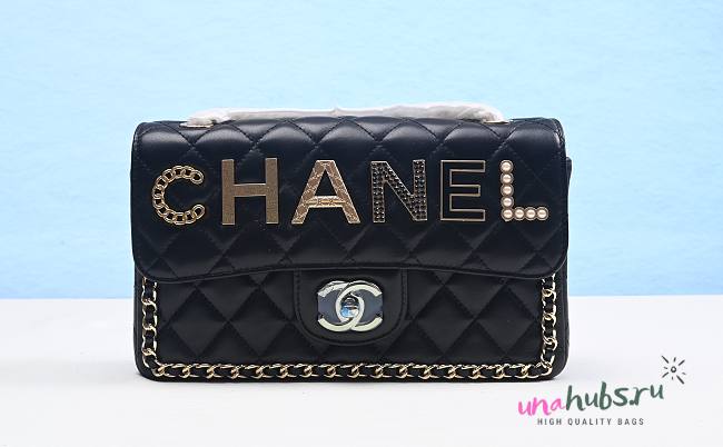 Chanel Classic Flap Letters Lambskin Black Bag - 1