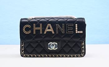 Chanel Classic Flap Letters Lambskin Black Bag