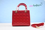 Dior Lady medium red patent leather 24cm bag  - 6