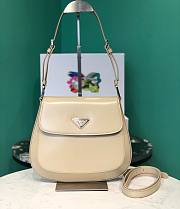 Prada Cleo Brushed Beige Leather Shoulder Bag - 1