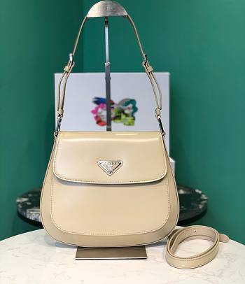 Prada Cleo Brushed Beige Leather Shoulder Bag