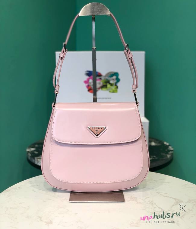 Prada Cleo Brushed Pink Leather Shoulder Bag - 1