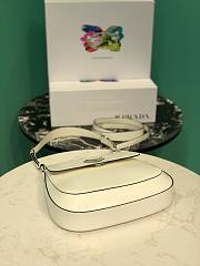 Prada Cleo Brushed White Leather Shoulder Bag - 6