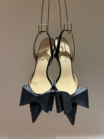 MACH & MACH Le Cadeau black satin slingback heels