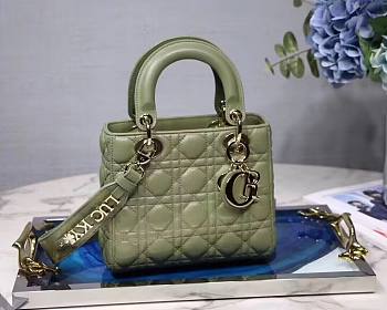 Dior Lady Small Green Leather 20cm Bag