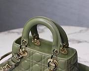 Dior Lady Small Green Leather 20cm Bag - 2