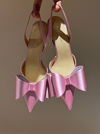 MACH & MACH Le Cadeau pink satin slingback heels 