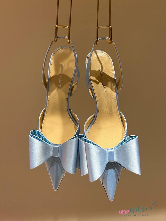MACH & MACH Le Cadeau blue satin slingback heels - 1