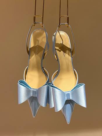 MACH & MACH Le Cadeau blue satin slingback heels
