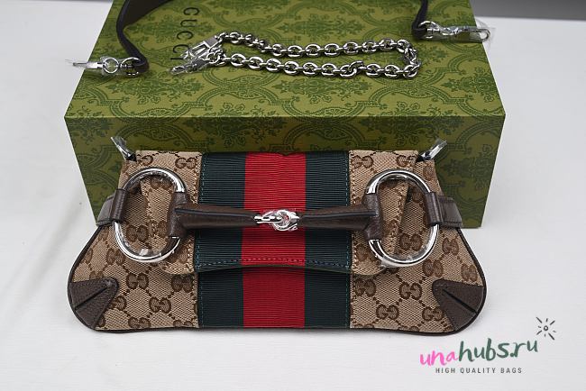 Gucci Horsebit small chain monogram leather bag  - 1