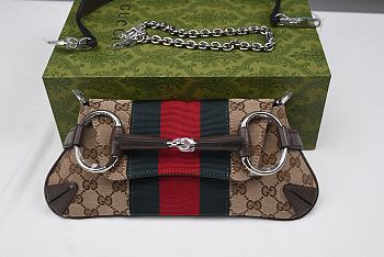 Gucci Horsebit small chain monogram leather bag 