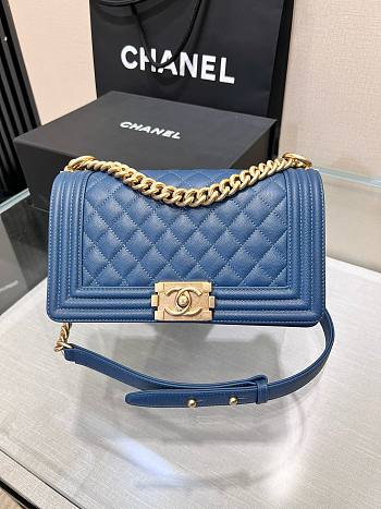 Chanel Le Boy Flap Bag Quilted Blue Caviar Gold Hardware Bag