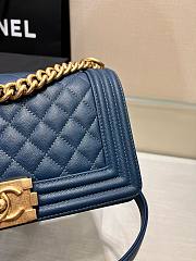 Chanel Le Boy Flap Bag Quilted Blue Caviar Gold Hardware Bag - 4