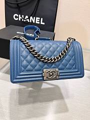 Chanel Le Boy Flap Bag Quilted Blue Caviar Silver Hardware Bag - 1