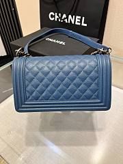 Chanel Le Boy Flap Bag Quilted Blue Caviar Silver Hardware Bag - 3