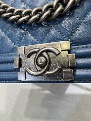 Chanel Le Boy Flap Bag Quilted Blue Caviar Silver Hardware Bag - 2