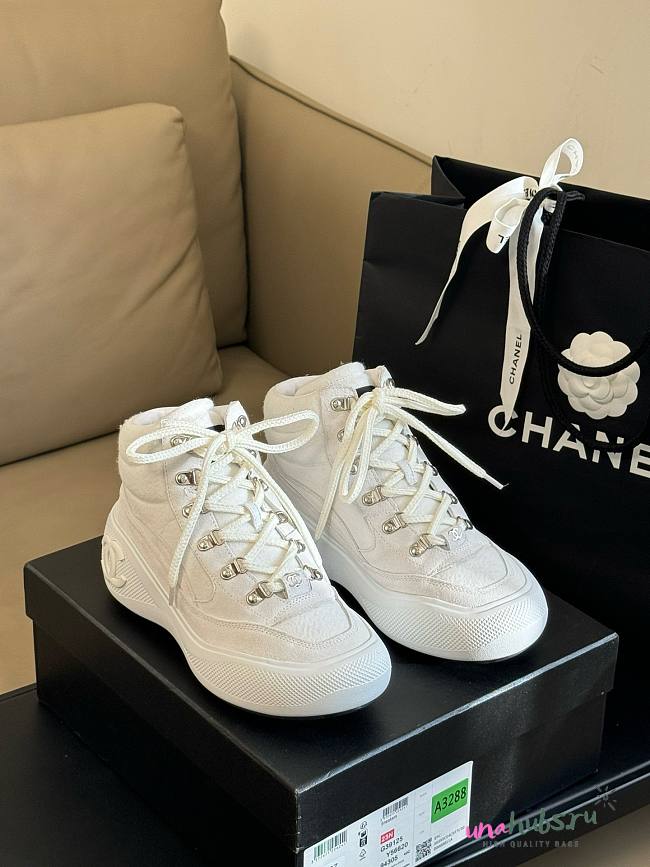 Chanel white sneaker boots - 1