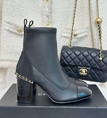 Chanel black leather boots