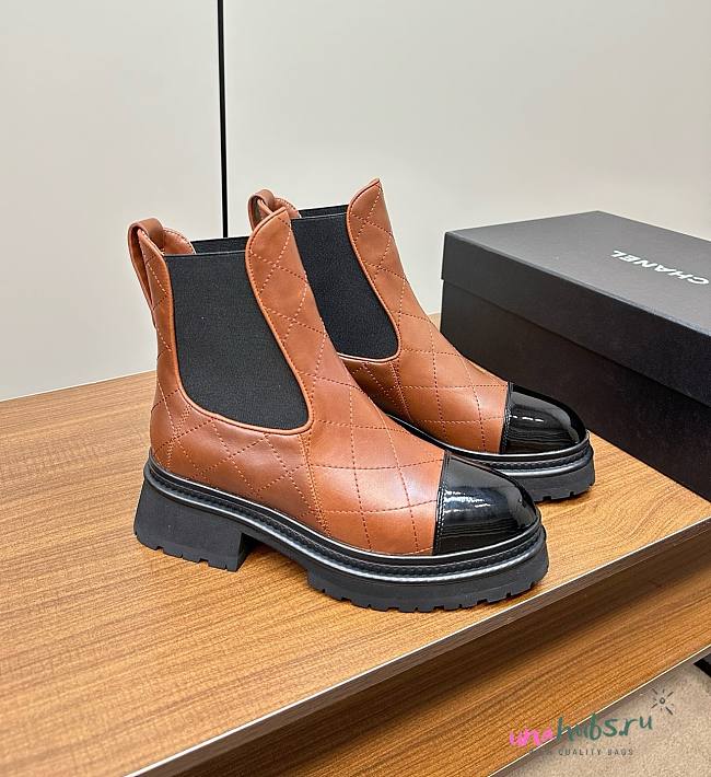 Chanel chelsea brown leather boots - 1