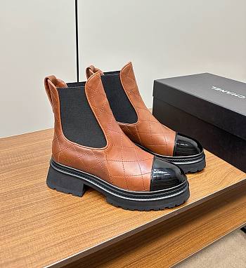 Chanel chelsea brown leather boots