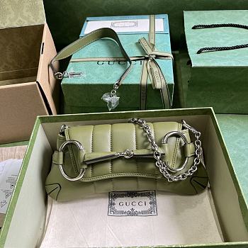 Gucci Horsebit small chain green leather bag