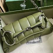 Gucci Horsebit small chain green leather bag - 4