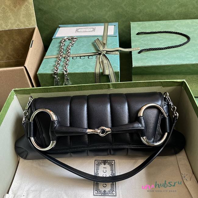 Gucci Horsebit large chain black leather bag - 1