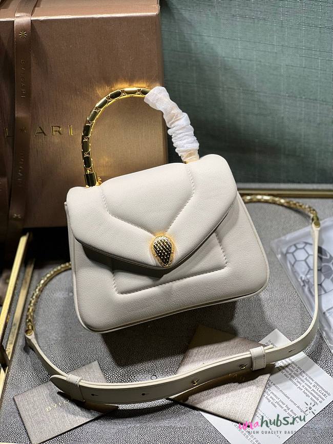 Bvlgari serpenti reverse top handle white bag - 1