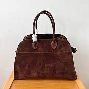 The Row Margaux 15 brown velvet leather tote bag  - 1