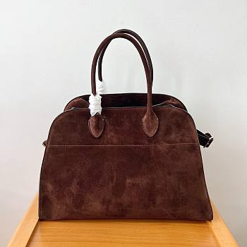 The Row Margaux 15 brown velvet leather tote bag 