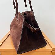 The Row Margaux 15 brown velvet leather tote bag  - 2