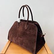 The Row Margaux 15 brown velvet leather tote bag  - 3