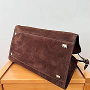 The Row Margaux 15 brown velvet leather tote bag  - 4