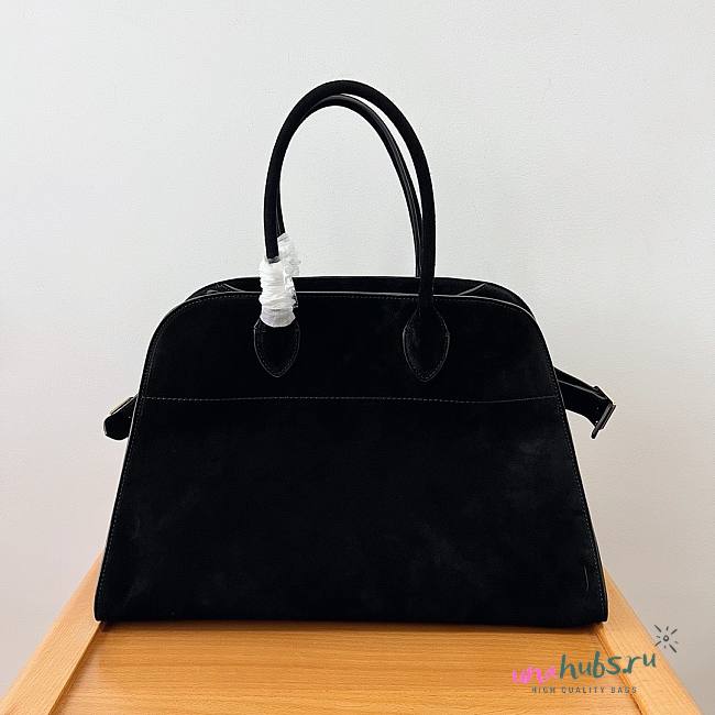 The Row Margaux 15 black velvet leather tote bag - 1