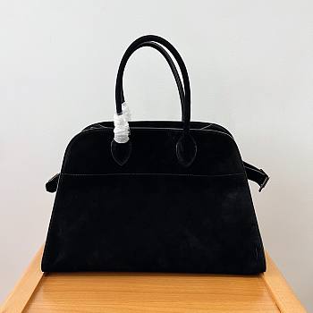 The Row Margaux 15 black velvet leather tote bag