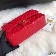 CHANEL Red Jumbo Calfskin Leather Double Flap Gold Bag - 6