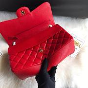 CHANEL Red Jumbo Calfskin Leather Double Flap Gold Bag - 4