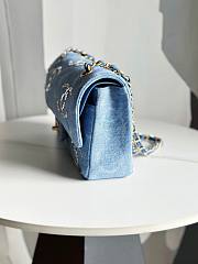 Chanel CF Blue Denim Medium CC Metallic Double Flap Bag - 4