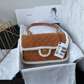 Chanel CF 22 sherling brown flap bag