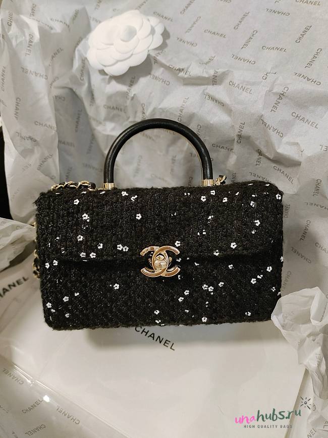 Chanel tweed sequin box bag  - 1