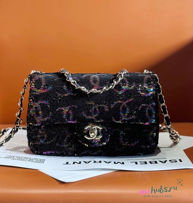 Chanel Black Tweed And Strass Colorful Crystal Flap Bag - 1