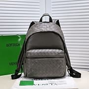 Bottega Veneta Intrecciato Gray Leather Backpack - 1