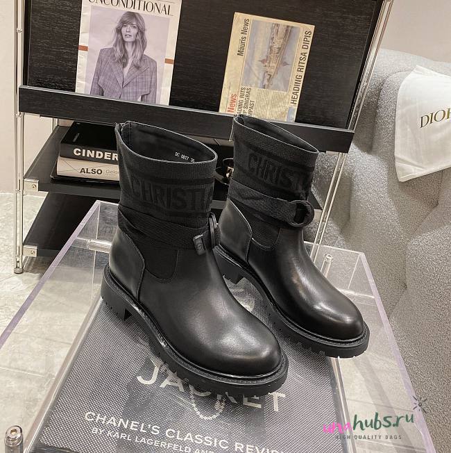 Dior D-Major Black Leather Boots - 1