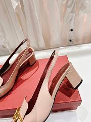 Valentino V logo chain beige leather slingback heels  - 4