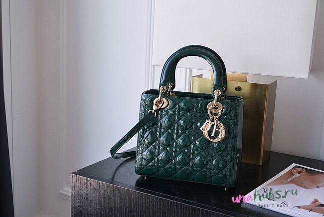 Dior lady patent 24cm green bag - 1